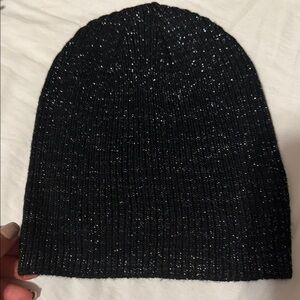 Wild Fable Black Knit Hat with Silver Threads
